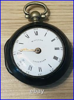 1700's Antique Silver Pocket Watch Verge Fusee Two Case By William Anderson