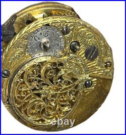 1700's Antique Silver Pocket Watch Verge Fusee Two Case By William Anderson