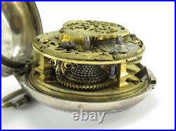 1700s Geo. Davis London Sterling Silver Oignon Fusee Pocket Watch with Case