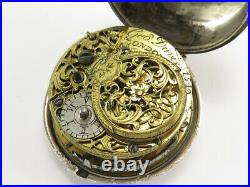 1700s Geo. Davis London Sterling Silver Oignon Fusee Pocket Watch with Case