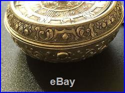 1710 Onion DES CHARMES Verge Fusee Repouse pocket watch Silver par Case
