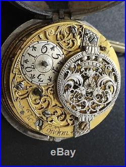 1710 Onion DES CHARMES Verge Fusee Repouse pocket watch Silver par Case