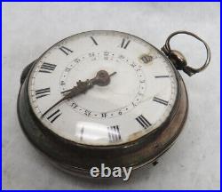 1715 Rich Stephens London Sterling Silver Paired Case Fusee Pocket Watch Working