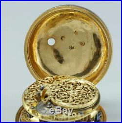 1718 William Bowtell, London, 54 mm, 22k gold Large pair case verge fusee pocket