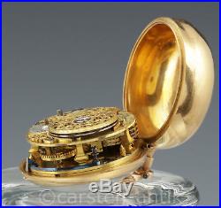 1729 Andrew Dunlop London 22k gold repousse pair cased verge watch Diana and