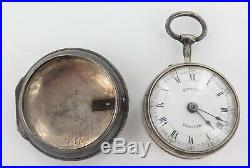1744 English Sterling Silver Verge Fusee Pair Cased Pocket Watch. Stroud London