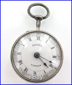 1744 English Sterling Silver Verge Fusee Pair Cased Pocket Watch. Stroud London