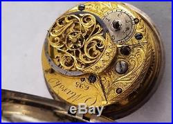 1783 Stunning Pair case watch MARSH, Beetle/Poker hands, GREAT ART PAINTED DIAL