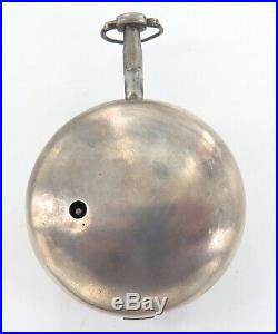 1799 Irish Maker English Sterling Silver Verge Fusee Pair Cased Pocket Watch