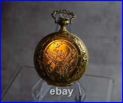 17 Jewel Swiss Pocket Watch Genuine Fired Enamel Dial Gold Plate Breguet Hands