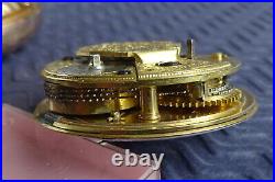 1800 VERGE Tortoiseshell Pair Case Pocket Watch. W Flagg London. Working Antique