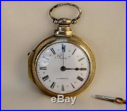 1800's PRIOR LONDON Verge Fusee Fancy Dial Pocket Watch Original Pair Case Runs