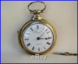 1800's PRIOR LONDON Verge Fusee Fancy Dial Pocket Watch Original Pair Case Runs