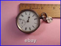 1800's Waltham Key Wind Silver Case Full Hallmark Engraved Pocket Watch 69 x49mm