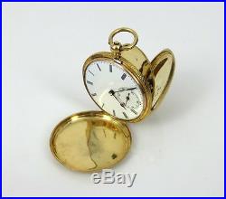 1800s A. Perrenoud Swiss 18K Yellow Gold Hunting Case Key Wind Pocket Watch