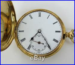 1800s A. Perrenoud Swiss 18K Yellow Gold Hunting Case Key Wind Pocket Watch