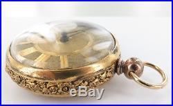 1800s ENGLISH J BOLTON, LIVERPOOL FUSEE POCKET WATCH +EXTRAVAGANT CASE & DIAL
