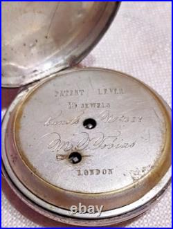 1800s M J TOBIAS CHINESE DUPLEX 53 mm 13J SILVER POCKET WATCH SERIAL#617