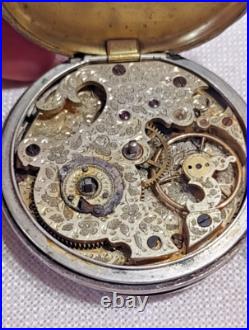 1800s M J TOBIAS CHINESE DUPLEX 53 mm 13J SILVER POCKET WATCH SERIAL#617