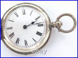1800s Very Nice / Great Dial & Case /. 800 French Silver Key Wind Pocket Watch