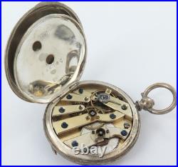 1800s Very Nice / Great Dial & Case /. 800 French Silver Key Wind Pocket Watch