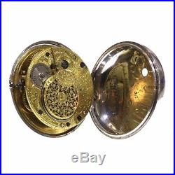 1804 Antique Pair Cased Silver Fusee Verge Pocket Watch
