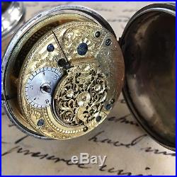 1807 London Solid Silver Pair Case Verge Pocket Watch By Surridge, Bridgewater