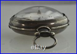 1811 John Bentley Verge Fusee Pocket Watch Sterling Silver Pair Case Georgian