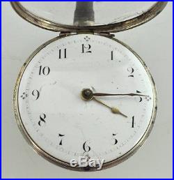 1811 John Bentley Verge Fusee Pocket Watch Sterling Silver Pair Case Georgian
