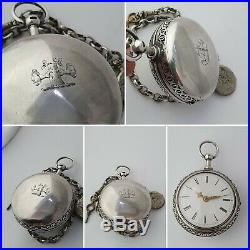 1814 London verge fusee silver pair case quarter repeater pocket watch