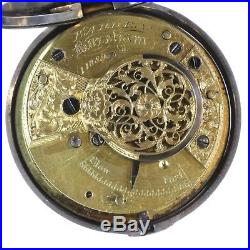 1839 Antique Pair Cased Silver Fusee Verge Pocket Watch. Serviced