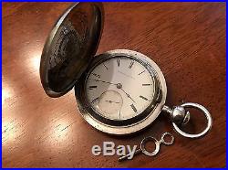 1871 Elgin B. W. Raymond 15j Key Wind Pocket Watch 18s Large 5oz Coin Silver Case