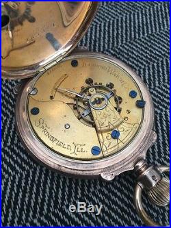 1874 Illinois Watch Co 7 Jewels Pocket watch Size 18 18K Box Hunter Case Runs