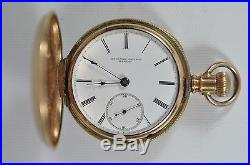 1876 Antique Rockford Illinois 18s Hunter Case Gold Filled Pocket Watch