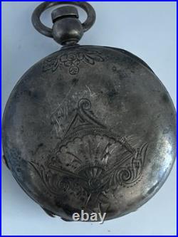 1879 Elgin Key Wind Pocket Watch, Coin Silver Hunter Case, Runs And Stops