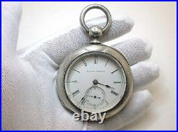 1879 Hampden Springfield Pocket Watch S18 Heavy Coin Silver Case Working