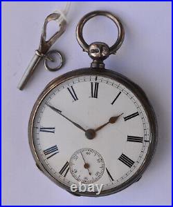 1879 Waltham Home Pocket Watch 14s 7J OF Key Wind Md 1876 UK MARKET Silver CASE