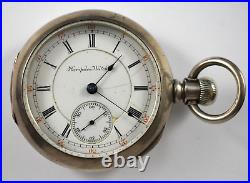 1880 Hampden Railway 18s 15J Sidewinder Pocket Watch withCoin Silver Case lot. Fb
