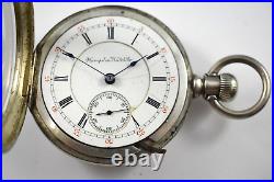 1880 Hampden Railway 18s 15J Sidewinder Pocket Watch withCoin Silver Case lot. Fb