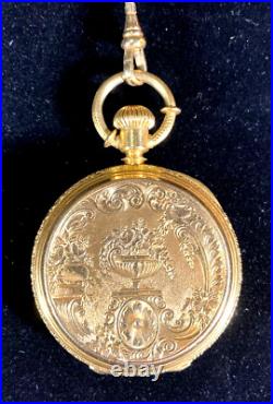 1880's French Arnold Nicoud Enamel & 18K Gold Fancy Hunter Case Pocket Watch