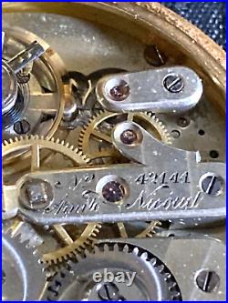 1880's French Arnold Nicoud Enamel & 18K Gold Fancy Hunter Case Pocket Watch