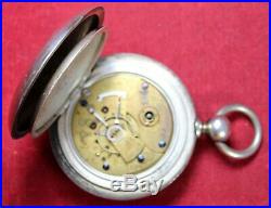 1881 Rockford 18s 11j KW Pvt Lbl Pocket Watch with Coin Silver Case- Needs Service