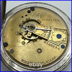 1883-84 18s WALTHAM GRADE STERLING MODEL 1879 7J Lever Set COIN SILVER CASE RUNS