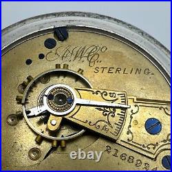1883-84 18s WALTHAM GRADE STERLING MODEL 1879 7J Lever Set COIN SILVER CASE RUNS
