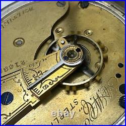 1883-84 18s WALTHAM GRADE STERLING MODEL 1879 7J Lever Set COIN SILVER CASE RUNS