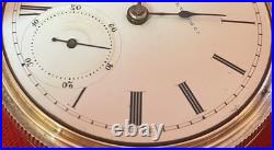 1883 ELGIN COIN SILVER 18s POCKET WATCH KEY WIND & KEY SET CASE WITH CHAIN RUNS