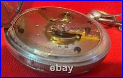 1883 ELGIN COIN SILVER 18s POCKET WATCH KEY WIND & KEY SET CASE WITH CHAIN RUNS