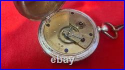 1883 ELGIN COIN SILVER 18s POCKET WATCH KEY WIND & KEY SET CASE WITH CHAIN RUNS