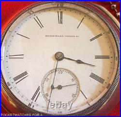 1883 ELGIN SIZE 18s POCKET WATCH KEY WIND&KEY SET 4 oz. COIN SILVER CASE RUNNING
