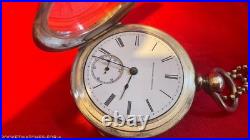1883 ELGIN SIZE 18s POCKET WATCH KEY WIND&KEY SET 4 oz. COIN SILVER CASE RUNNING
